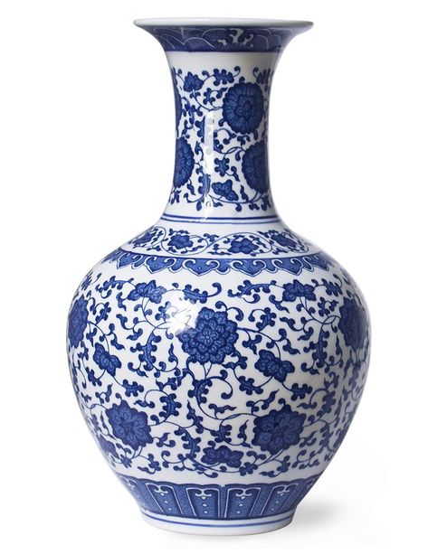 PRICES MAY VARY. QUALITY: High-fired blue & white vase with fine glaze finish & distinct painting MEASUREMENT: 7.9''W x 13.4''H inch; securely packed; rotating stand sold seperately Lotus is a classical motif in Chinese vase, signifys continuous harmony & purity USAGE: Display alone or with fresh or dried flowers; perfect for vase collectors QUALITY ASSURANCE AND CUSTOMER SATISFACTION: Dahlia has been based in NYC for 20+ years, providing top-notch service with a 99% Amazon customer satisfaction Cabbage Ware, Lotus Motif, Green Spray Paint, Pagoda Lanterns, Southern Decor, Geometric Pillow Covers, Hot Pink Roses, Blue And White Vase, Vase Handmade