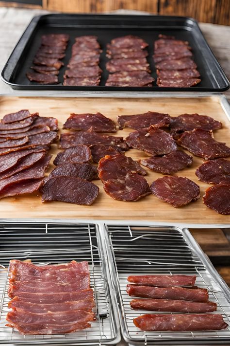 Ultimate Deer Jerky Recipe: How to Make Delicious, Homemade Venison Jerky in 2024! Jerky Marinade Recipes Venison, How To Make Venison Jerky, How To Make Deer Jerky In The Oven, Dehydrated Venison Jerky, Air Fryer Venison Jerky, Minced Venison Recipes, Deer Meat Jerky Recipes, How To Make Deer Jerky, Air Fryer Deer Jerky