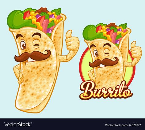 Mexican Food Cartoon, Burrito Drawing, Cooking Cartoon, Short Flim, Döner Kebab, Food Vendor, Chef Logo, Mexican Breakfast, Kitchen Logo