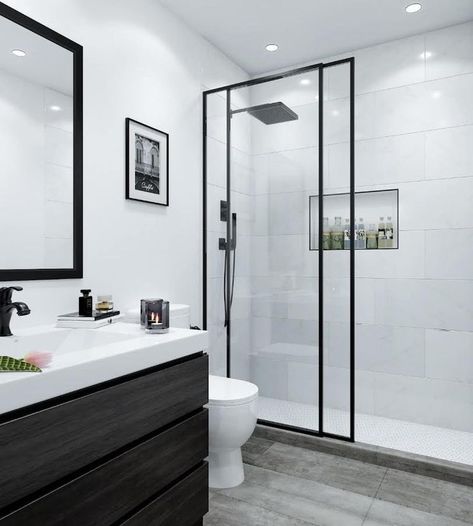 Modern Bathroom Plan, Bath Shower Doors, Steam Room Shower, Shower Glass Door, Black Shower Doors, Bathroom Shower Doors, Full Bathroom Remodel, Shower Glass, Bathroom Redesign