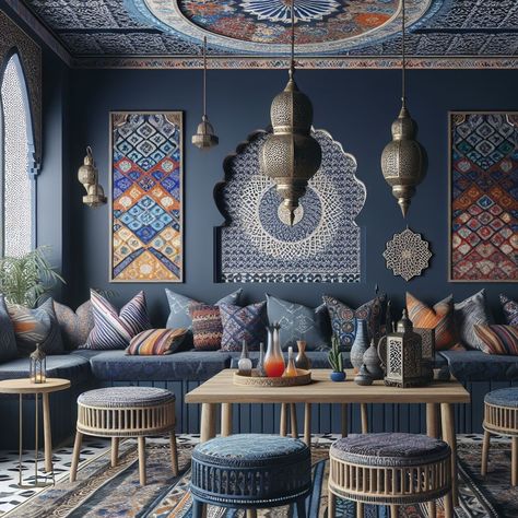 Transform your lounge into a Moroccan-inspired oasis with lush textiles, intricate lanterns, and vibrant colors. Discover decor ideas that bring exotic warmth and an inviting atmosphere to your space, perfect for relaxation and stylish gatherings 💙💛 #sipthestyle #moroccanstyle #bartheme #bardecor Moroccan Style, Unique Spaces, Bar Design, Bar Decor, Interior Inspiration, Oasis, Lush, Relaxation, Lanterns