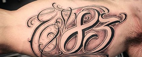 Discover cool numbers in history with the top 30 best EST tattoo designs for men. Explore masculine birth year ink ideas. Est 1981 Tattoo Ideas, Est 1980 Tattoo Ideas, Number Tattoos Men, 1983 Tattoo Ideas, Est 1990 Tattoo, Est Tattoos For Men, Birth Year Tattoo Men, Tattoo Fonts For Men, Est Tattoo