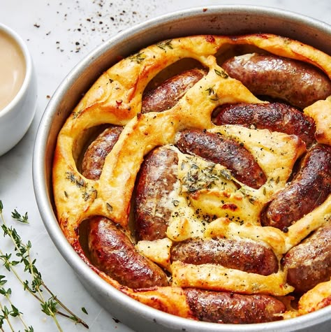 Toad in the Hole - Toad In The Hole Recipe Yorkshire Pudding Batter, English Dishes, Yorkshire Pudding Recipes, British Cooking, Toad In The Hole, British Dishes, Sausage Dishes, Scottish Recipes, Yorkshire Pudding