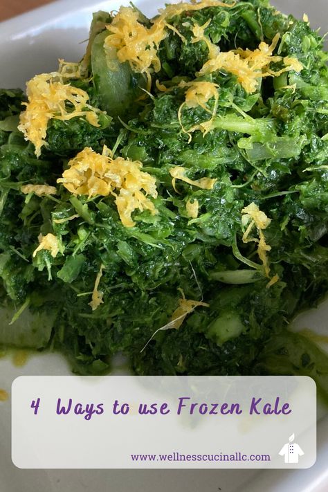 Recipes With Frozen Kale, Frozen Greens Recipe, Frozen Kale Recipes Side, Frozen Kale Recipes, Boat Meals, Kale Side Dish, Frozen Kale, Kale Pasta Recipe, Kale Kale