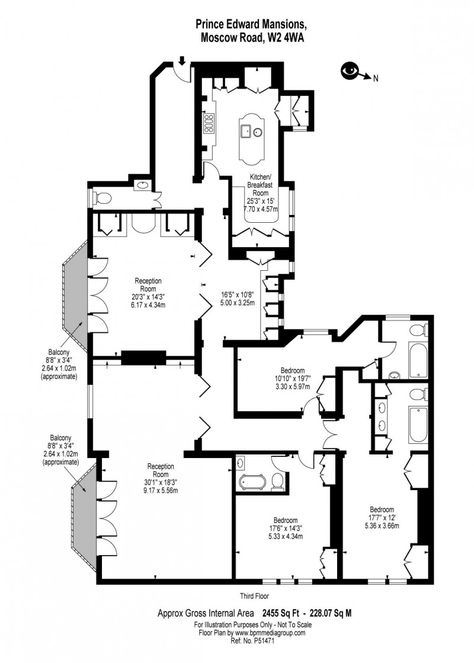 Spectacular 3 Bedroom Apartment in Prince Edward Mansions, London | HomeDSGN, a daily source for inspiration and fresh ideas on interior des... London Apartment Floor Plan, London Flat Floor Plan, Fairytale Interior, Three Bedroom Apartment, Brick Mansion, London Mansion, Townhouse Apartments, British Houses, Flat Layout