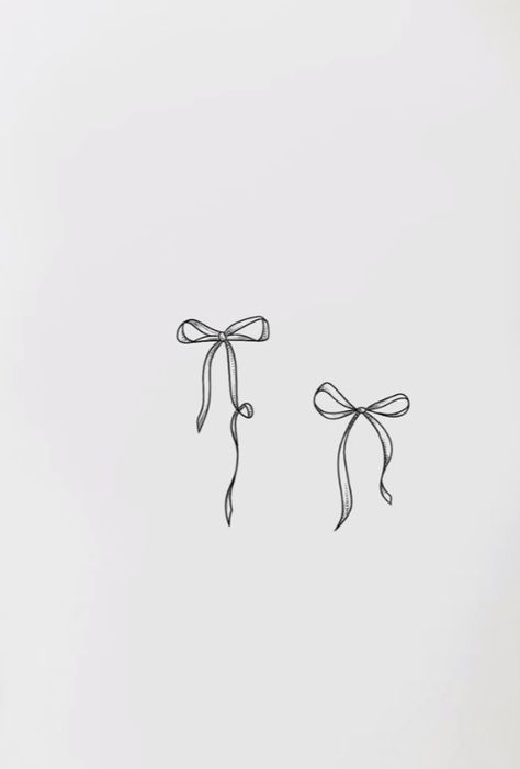 Dainty Drawings Simple, Tiny Coquette Tattoo, Bow Tattoo Drawing, White Bow Tattoo, Ma Cherie Tattoo, Bow Ribbon Drawing, Aesthetic Bow Drawing, Bow Tattoo Behind Ear, Bow Aesthetic Drawing