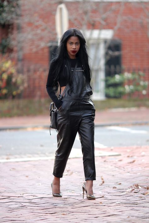 7 Ways To Wear Overalls Without Looking Like A Toddler Or Farmer — Arteresa Lynn Leather Overalls Outfit, Black Overalls Outfit Fall, Ways To Wear Overalls, Black Overalls Outfit, Leather Overalls, Overall Outfit, Overalls Outfit, Black Men Street Fashion, Men Street Fashion