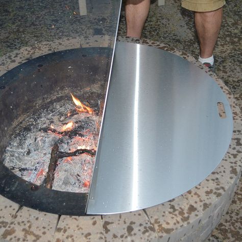 40Stainless Steel Metal Round fire pit campfire ring cover snuffer lid. Grill fire table or wood burning. Patio and burn area clean covering coals with easy removal storage unique stylish design >>> Check this awesome product by going to the link at the image.-It is an affiliate link to Amazon. #outdoorstorage Fire Pit Topper, Granite Fire Pit, Fire Pit Covers, Outdoor Grill Covers, Fire Pit Gravel, Campfire Ring, Stainless Steel Fire Pit, Fire Pit Materials, Round Fire Pit