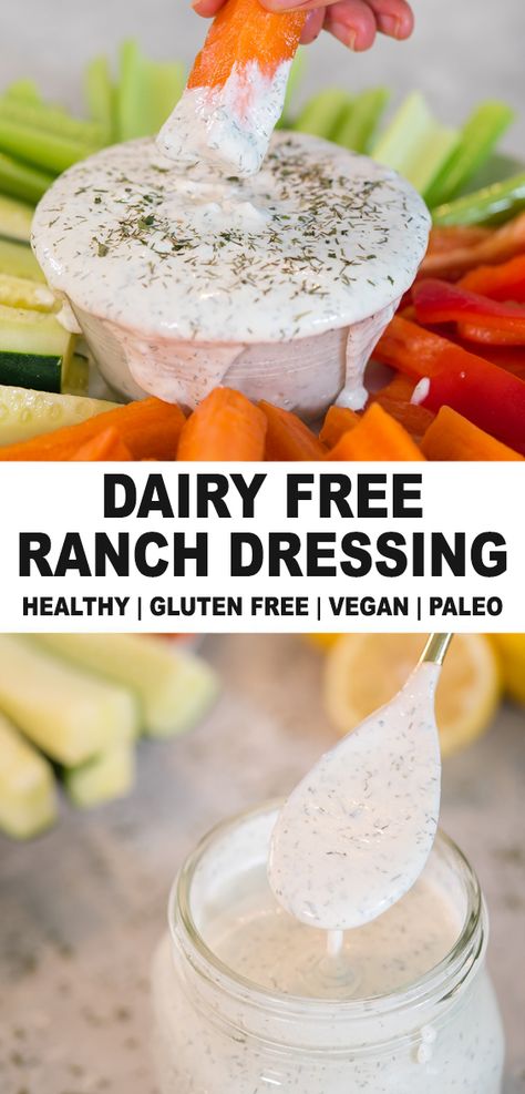 Dairy Free Ranch, Sweet Potato Vegan, Gluten Free Dairy Free Recipes Dinner, Dairy Free Ranch Dressing, Dairy Free Salads, Dairy Free Cooking, Dairy Free Recipes Dinner, Dairy Free Snacks, Ranch Dressing Recipe