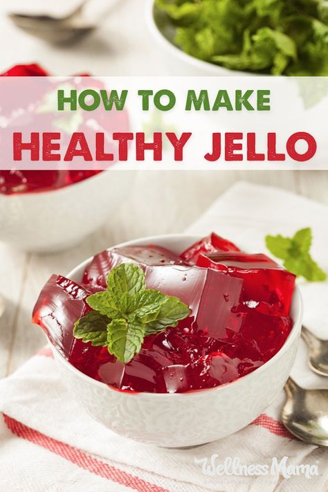 This healthy Jello recipe is made with grass fed gelatin and no added sugar or artificial ingredients for a healthy treat. Healthy Indulgent Snacks, Healthy Gelatin Recipes, Homemade Jello With Gelatin, Healthy Jello, Homemade Jello, Healthy Gummies, Homemade Gummies, Jello Recipe, Grass Fed Gelatin