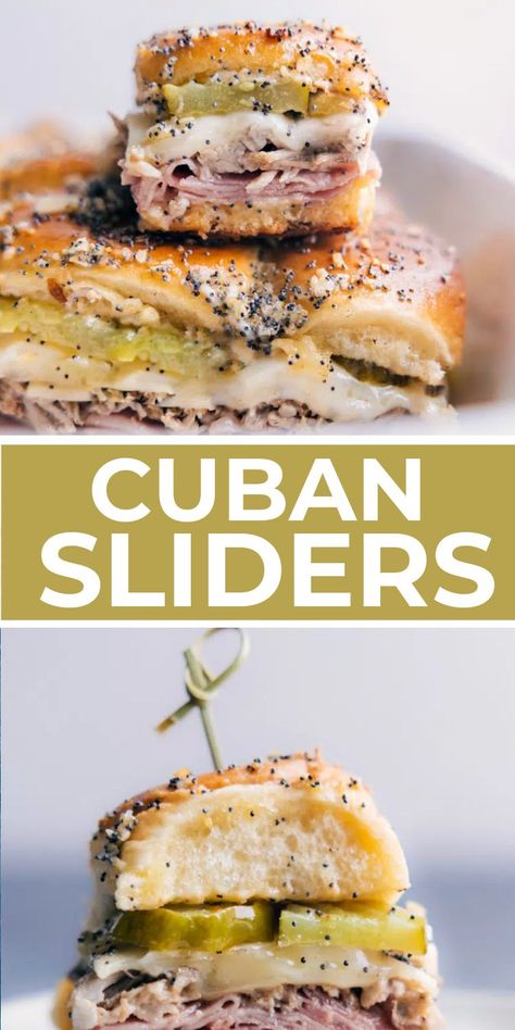 Essen, Sliders Recipes Hawaiian Rolls, Cuban Sliders, Easy Slider Recipes, Slider Sandwiches, Dessert Oreo, Hawaiian Rolls, Slider Recipes, Cuban Recipes