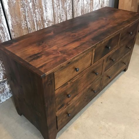 Dark Walnut Stain Furniture, Rustic Wood Dressers, Old Wooden Dresser, Dark Oak Dresser, Rustic Wood Dresser, Diy Wooden Dresser, Dark Wood Dresser Bedroom, Western Dresser Furniture, Stained Wood Dresser