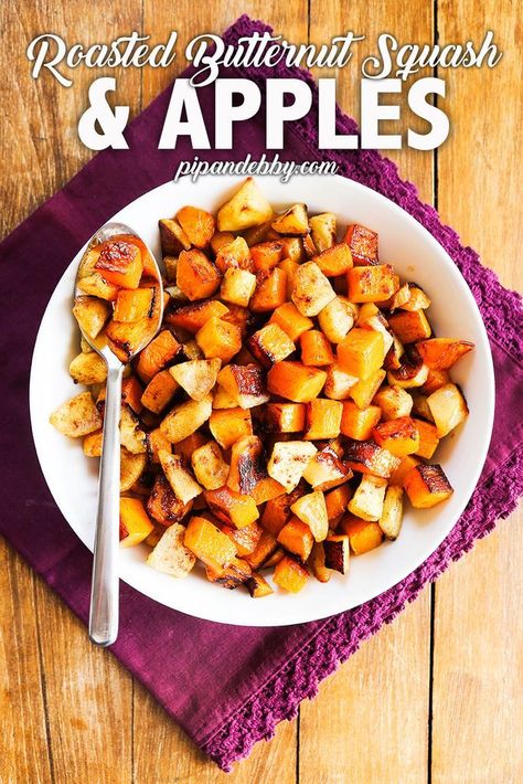 Butternut Squash And Apples, Butternut Squash Side Dish, Butternut Squash Apple, Baked Butternut Squash, Roasted Apples, Butternut Squash Recipes, Easy Side Dish, Roasted Squash, Recipe Board