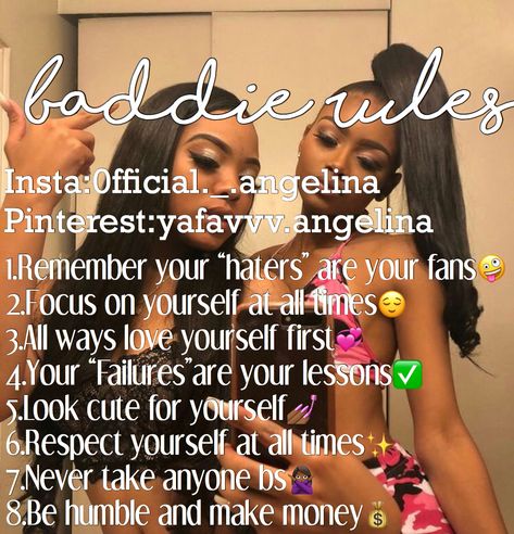 Baddie Rules, Baddie Things, Baddie Stuff, Queen Tips, Baddie Advice, Baddie Ideas, Middle School Survival, One Word Instagram Captions, Motivational Tips