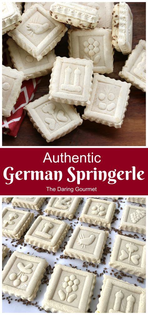 These famous German anise-flavored cookies go back at least 700 years in their rich tradition as special gifts during the holidays and other celebrations! Austrian Christmas, Stamped Cookies, Daring Gourmet, Business Bakery, Limoncello Cake, Flavored Cookies, Anise Cookies, German Christmas Cookies, German Cookies