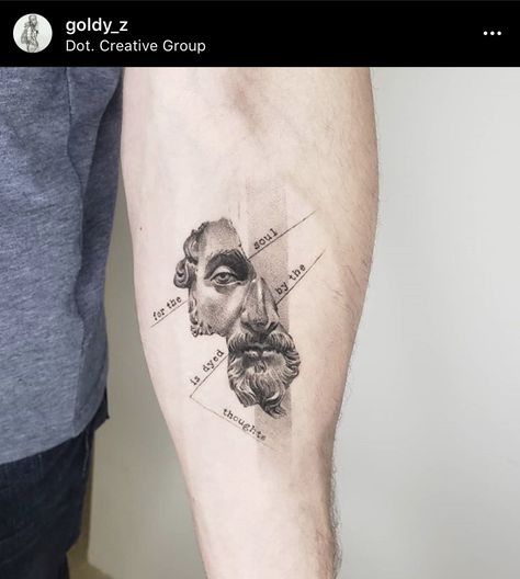 Marcus Aurelius Tattoo Quotes, Marcus Aurelius Tattoo, Stoic Tattoo, Philosophy Tattoos, Tattoo Artistic, Hourglass Tattoo, Statue Tattoo, Tattoo Inspiration Men, Greek Tattoos