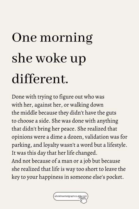 #womanempowerment #strongwoman #inspirationalquote #motivationalquote One Morning She Woke Up Different, One Day She Woke Up Different, Feminist Quotes Empowering, She Woke Up Different, Empowering Quotes For Women, Woman Empowerment, Quotes For Women, Feminist Quotes, Typography Wall Art