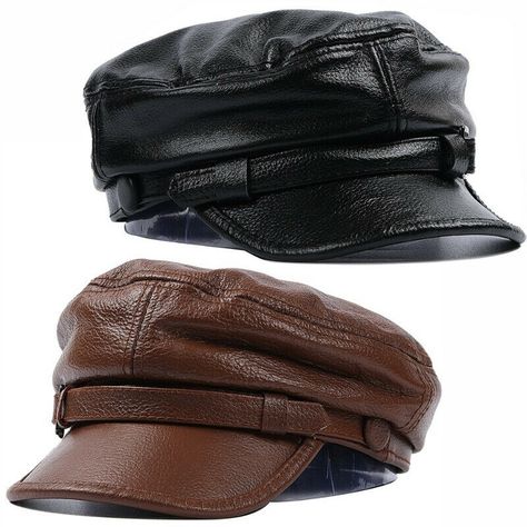 eBay This item is for one hat only. Please allow 1-2cm discrepancy due to different measurement method. Material: pu leather Color: black, brown Hat Circumference M: 56-58cm/22-22.8 inch Hat Circumference L: 58-60cm/22.8-23.6 inch Hat Circumference XL: 60-61cm/23.6-24 inch SKU: 923-B090 TY Cool Fashion Accessories, Cool Caps Hat, Brown Leather Hat, Autumn Hat, Leather Fashion Men, Leather Beret, Cool Hat, Funky Hats, Painter Hat