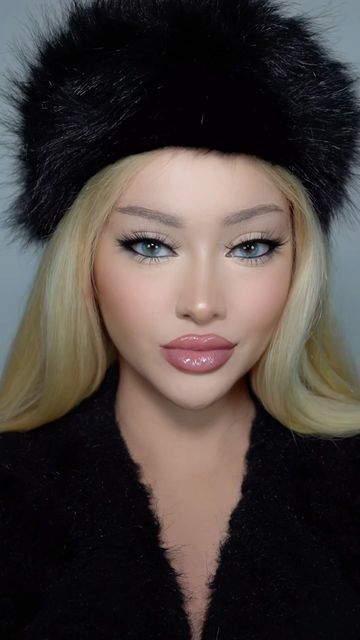 Isa on Instagram: "“Slavic Princess” Makeup Tutorial @NovaBeauty lipstick in og, lipliner in pink nude 01, eyeliner in asap, lashes in 30 #slavicmakeup #slavicprincess #makeup #wintermakeup #lipcombo" Slavic Girl Makeup, Russian Makeup Aesthetic, Slavic Doll Makeup, Slavic Makeup Russian Style, Winter Make Up Looks, Russian Makeup Look, Bimbocore Makeup, Pink Lipstick Makeup Look, Princess Makeup Tutorial