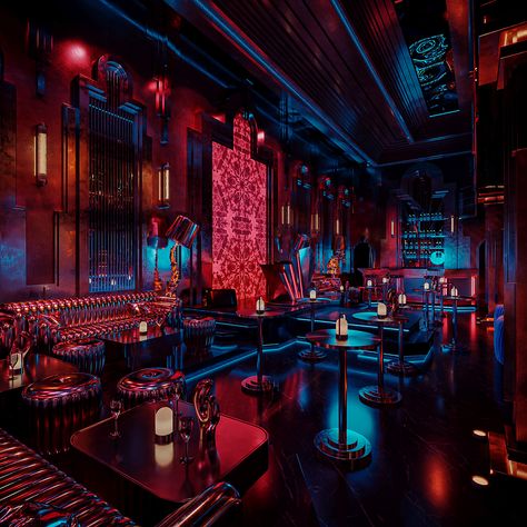 I C O N C L U B :: Behance Club Design Interior, Bar Lounge Design, Dungeon Room, Speakeasy Party, Velvet Room, Episode Interactive Backgrounds, Nightclub Aesthetic, Lounge Club, Nightclub Design