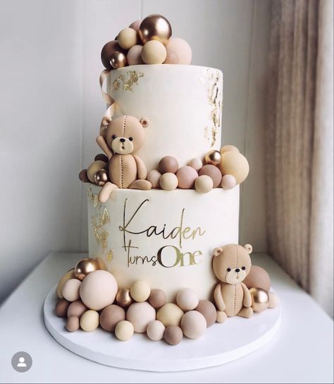 Teddy Bear Theme Cake, Bear Theme Cake, Teddy Bear Birthday Cake, Baby Shower Cakes Neutral, Bolo Panda, Tårta Design, Bear Baby Shower Cake, Baby Shower Decorations Neutral, Classy Baby Shower