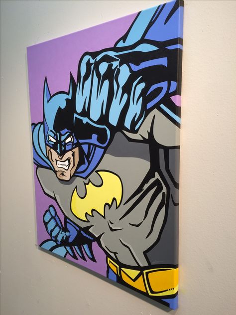 Painting Small Canvas, Superhero Painting, Painting On Mini Canvas, Batman Art Drawing, Batman Painting, Batman Gifts, Disney Canvas, Batman Stuff, Before The Dawn