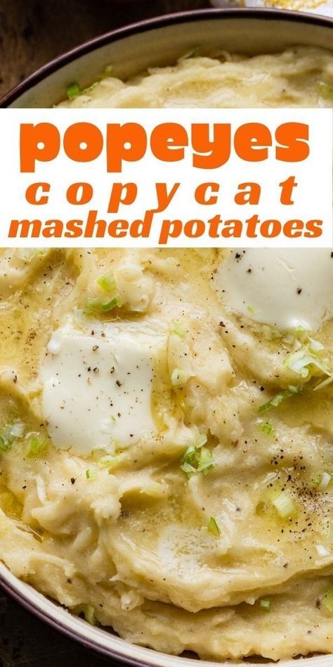 Copycat Mashed Potatoes, Popeyes Mashed Potatoes, Popeyes Gravy Recipe, Easy Cajun, Chicken Mashed Potatoes, Potato Gravy, Best Mashed Potatoes, Mashed Potatoes Recipe, Fast Food Menu