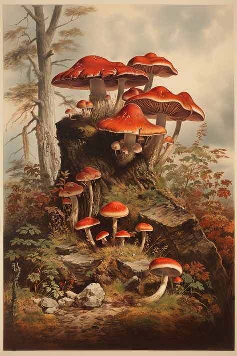 Vintage Mushroom Art, Fungi Illustration, Skin Fungus, Mushroom Clipart, Fungi Art, Mushroom Images, Mushroom Pictures, Fairy Images, The Graphics Fairy