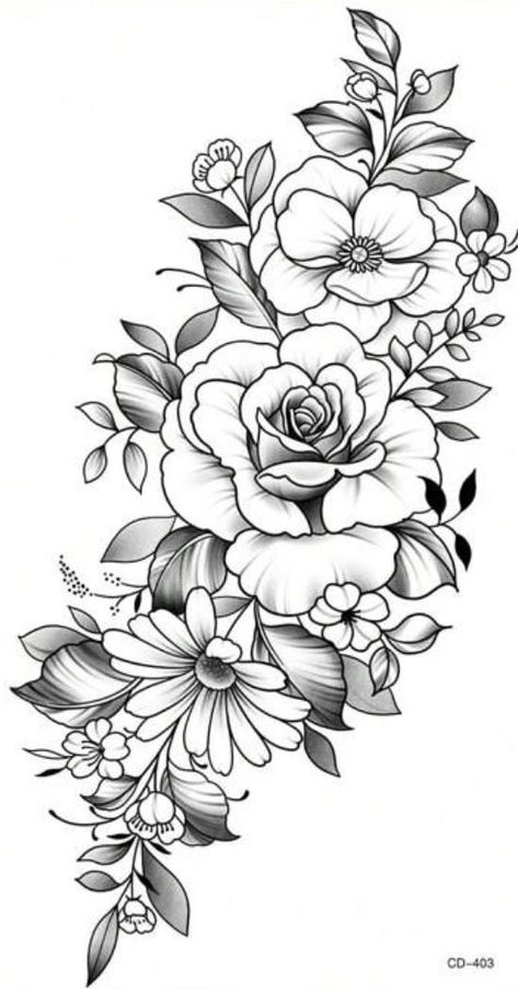 Black And Grey Floral Tattoo Forearm, Rose Vine Drawing, Ankle Tattoo Ideas, Flower Tattoo Stencils, Half Sleeve Tattoo Stencils, Men's Tattoos, Unique Half Sleeve Tattoos, Masculine Tattoos, Rose Drawing Tattoo