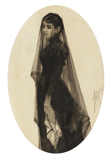 Tumblr, Victorian Gothic Aesthetic, Anders Zorn, Victorian Vampire, Veiled Woman, Gothic Aesthetic, Victorian Lady, Victorian Gothic, Watercolor Illustration