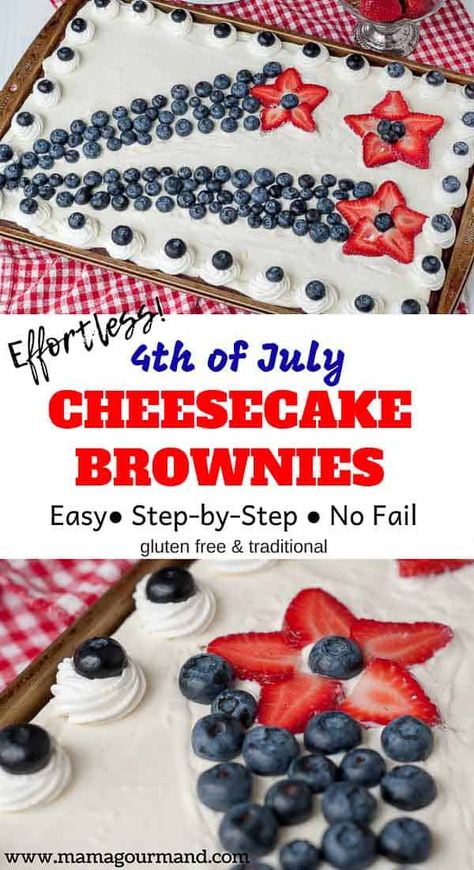 4th Of July Brownies, Blue Cheesecake, Cheesecake Strawberries, 4th July Food, Patriotic Food, Patriotic Desserts, Cheesecake Mousse, Cookies Sugar, 4th Of July Desserts