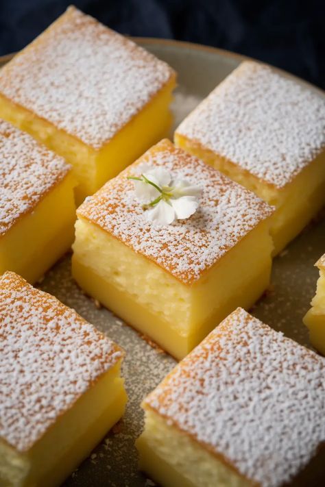 Vanilla Magic Custard Cake Vanilla Magic Custard Cake, Vanilla Custard Cake, Magic Custard Cake, Baked Custard, Custard Cake, Vanilla Custard, Just Cakes, Baking Sweets, Moist Cakes