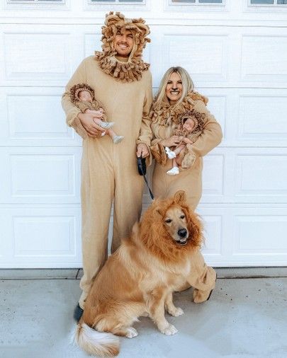 Lion Family Halloween Costume, Family Lion Costumes, Lion Halloween Costume Family, Adult Lion Costume Woman, Cowardly Lion Costume Diy Women, Golden Retriever Lion Costume, Lion Family Costume, Diy Lion Costume Women, Lion Halloween Costume Women