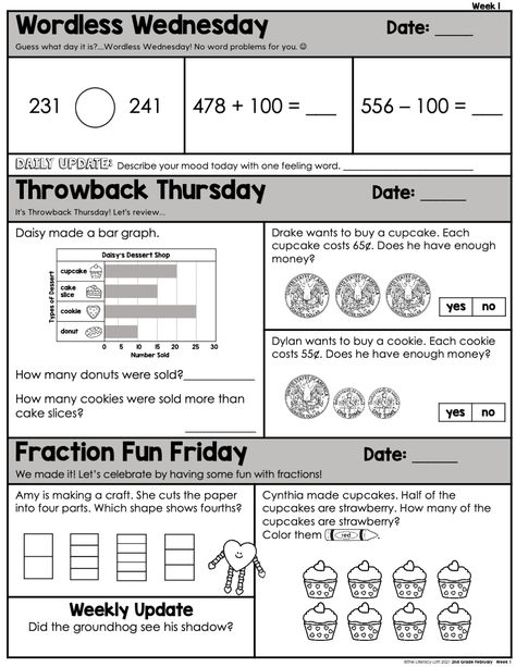 This resource includes 20 math problems for second graders to complete each morning. The problems are aligned with Common Core standards and cover a variety of topics, including addition, subtraction, multiplication, division, fractions, and geometry. Students can complete the problems on paper or using Google Sheets.  This resource is perfect for distance learning or for use in the classroom. It's a great way to help students practice Morning Work 2nd Grade, Math Tips, Math Morning Work, Maths Area, Math Journal, Math Assessment, Teaching Lessons, Printable Math Worksheets, Free Math Worksheets