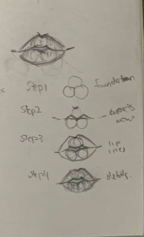 step by step how to draw lips Lips Sketch Reference, Aesthetic Drawing Step By Step, Drawing Ideas Lips Sketch, Human Lips Drawing, Lip Doodles Sketch, How To Draw Lips Simple, How To Draw Anime Mouth Step By Step, Step By Step Body Sketch, Simple Lip Drawing