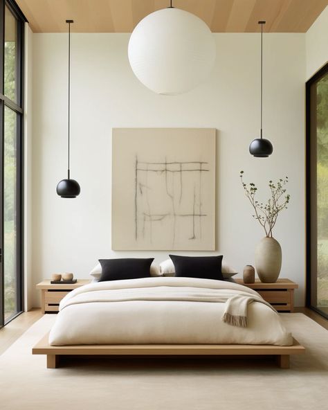 Minimal Natural Bedroom, Bedroom Minimalist Aesthetic, Japandi Inspiration, Bedroom Japandi, Minimalism Bedroom, Japandi Bedroom Design, Style Japandi, Japandi Bedroom, Industrial Room