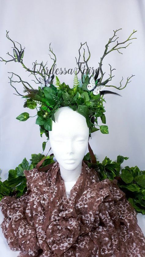 Branch Headpiece, Antler Headdress, Goddess Headdress, Mother Earth Goddess, Moana Cosplay, Nature Crown, Tree Costume, Crown Headdress, Wedding Fairy