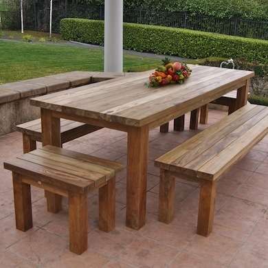 Teak is durable but needs to be refreshed every few seasons. Use a teak cleanser, lightly sand, and seal for protection. Wooden Outdoor Furniture, Teak Patio Furniture, Wooden Patios, Wood Patio Furniture, Teak Outdoor Furniture, Outdoor Furniture Plans, Bench Decor, Farmhouse Ideas, Wood Patio