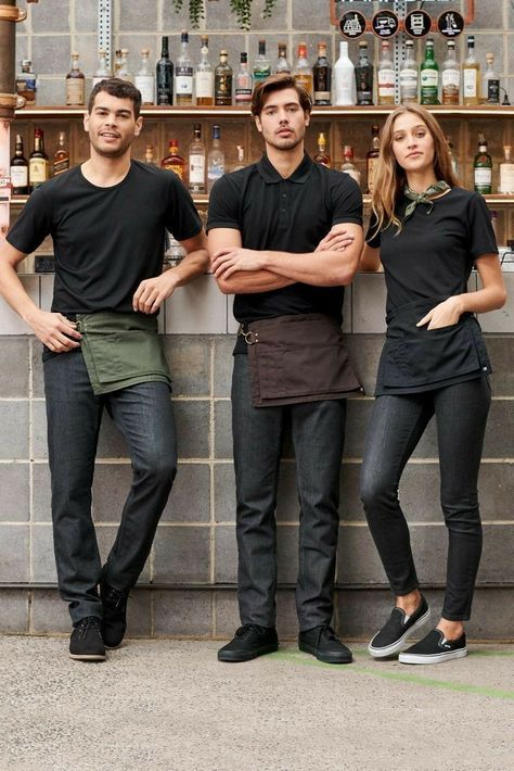 Waiter Uniform Design, Barista Uniform, Bartender Uniform, Barista Outfits, Cafe Uniform, Waitress Outfit, Waiter Uniform, Employee Uniform, Utility Apron