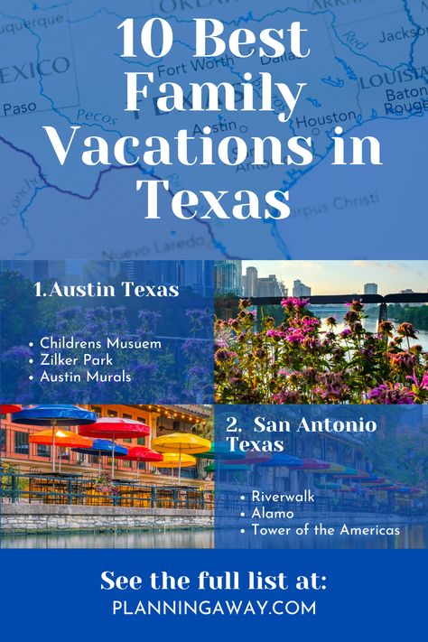 Do you want to plan one of the best family vacations in Texas? Looking for the best Texas vacations for kids?  Awesome, you are in the right spot!   We are going to hit some of the fun family vacation spots in Texas and list some of the Texas attractions you will love. We will also include the best Texas resorts for families.  These family destinations in Texas make for the best kid vacations in Texas!   Let’s explore the best family Texas Vacations! Texas Family Vacation Ideas, Vacation Spots In Texas, Vacations In Texas, Vacations For Kids, Texas Resorts, Texas Vacation Spots, Family Vacations In Texas, Texas Attractions, Beautiful Places In Usa