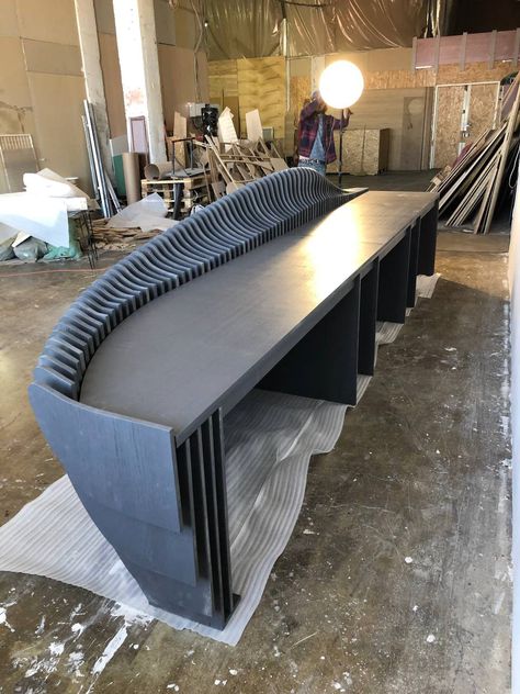 Parametric Reception Table, Parametric Reception Desk, Selfie Zone, Parametric Table, Bar Table Design, Parametric Furniture, Building A Wall, Reception Table Design, Wall Bench