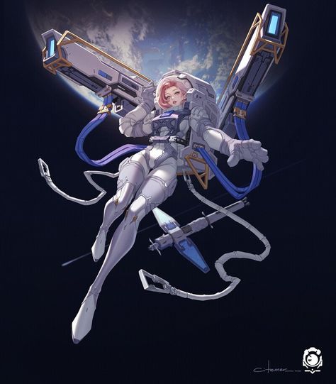 ArtStation - Space Astronaut Girl, Citemer Liu Astronaut Art, Arte Robot, Space Astronaut, Arte Cyberpunk, Space Girl, Beauty Art Drawings, Xenoblade Chronicles, Astronauts In Space, Concept Art Character