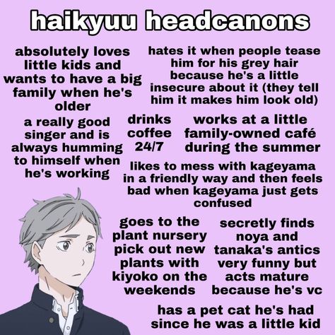 Karasuno Headcanons, Sugawara Koushi Headcanon, Sugawara As Your Boyfriend, Haikyu Head Cannons, Haikyuu Spicy Headcanons, Sugawara Headcanons, Sugawara Kinnie, Haikyu Headcannons, Haikyuu Headcanons