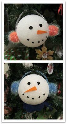 DIY Styrofoam Ball Christmas Ornament — a great project for kids from Relentlessly Fun, Deceptively Educational. Styrofoam Ball Crafts, Making A Snowman, Styrofoam Crafts, Styrofoam Ball, Snowman Ornament, Preschool Christmas, Snowman Crafts, Christmas Ornament Crafts, Noel Christmas