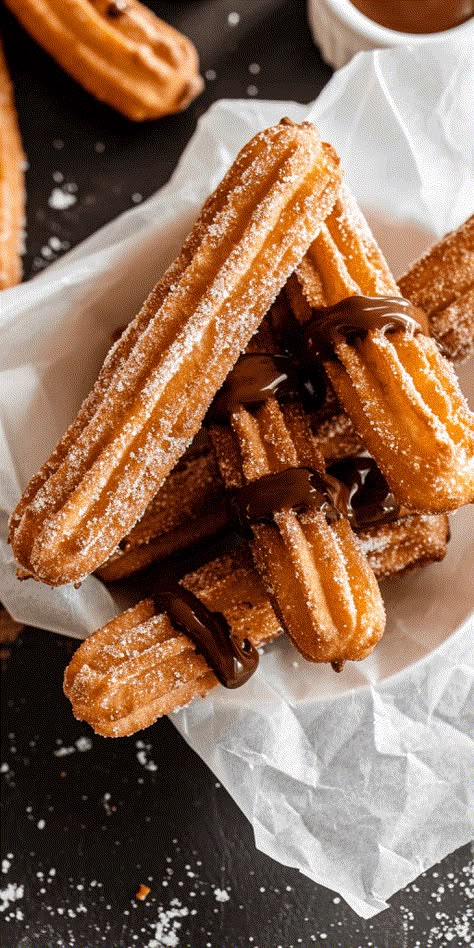 Homemade Churros, Churros Recipe, Filling Food, Cinnamon Flavor, Food Facts, Lunch Snacks, Beignets, Cinnamon Sugar, Food App