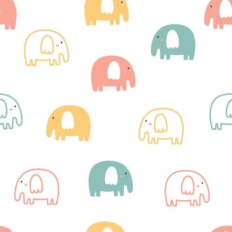 Pastel Prints, Childrens Clothing Patterns, Animal Background, Clothing Pattern Design, Elephant Illustration, Nursery Patterns, Baby Illustration, Baby Painting, Print Design Pattern