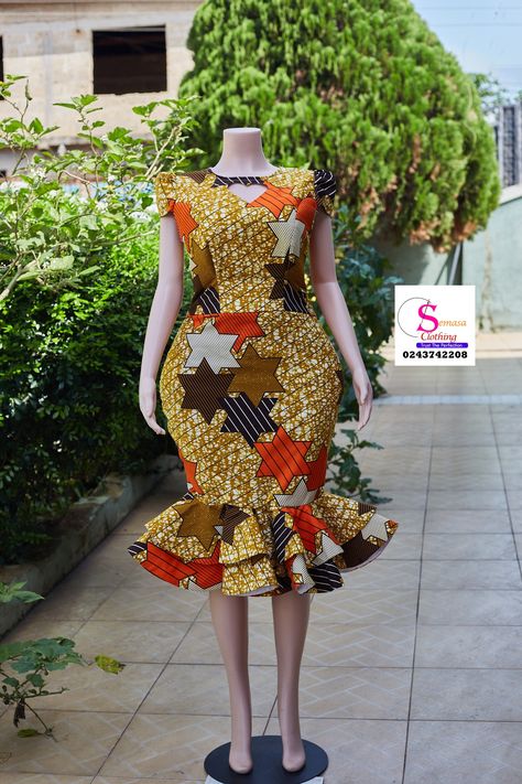 Ankara straight dress style by SEMASA CLOTHING 0243742208 Latest Ankara Style 2024, African Print Straight Dress Styles, Simple Straight Dress Styles, Simple Ankara Straight Dress Styles, Ladies Straight Dress, Straight African Dresses, Fancy Ankara Dress, African Straight Dress Styles, Fitting Dresses Ankara Styles