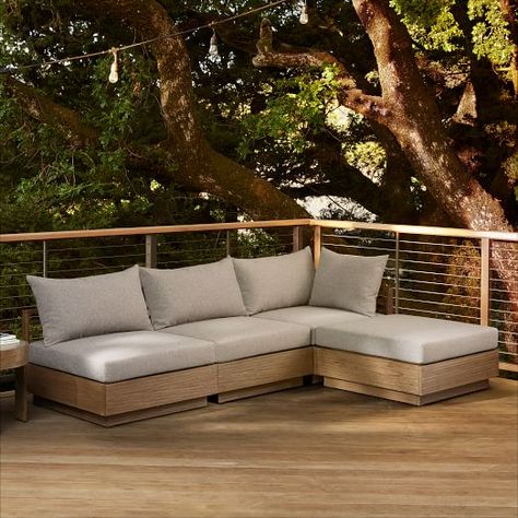 Outdoor Lounge Furniture & Outdoor Furniture Sets | West Elm Modern Outdoor Patio, Driftwood Finish, Oversized Furniture, Patio Sectional, Outdoor Cover, Outdoor Lounge Furniture, Leather Sectional, Modular Sectional, Lounge Furniture