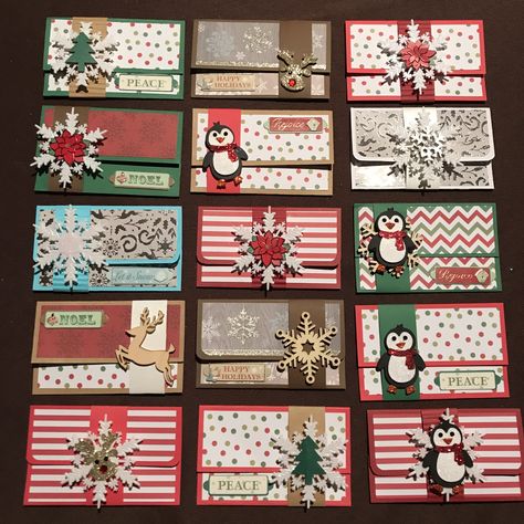 Gift Card Cards Diy, Christmas Card Layouts, Sample Christmas Cards, Gift Card Presentation, Fun Christmas Cards, Stamped Christmas Cards, Gift Cards Money, Christmas Gift Card Holders, Christmas Money Holder