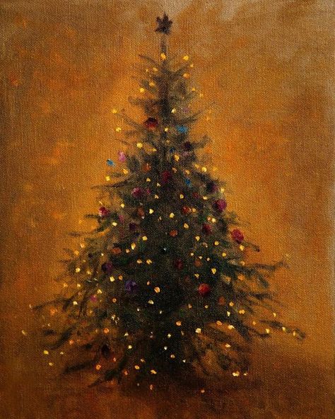 New Year Art, Christmas Paintings On Canvas, Christmas Artwork, Christmas Tree Art, Cute Christmas Wallpaper, Tree Artwork, Christmas Tree Painting, Holiday Painting, Unique Art Prints